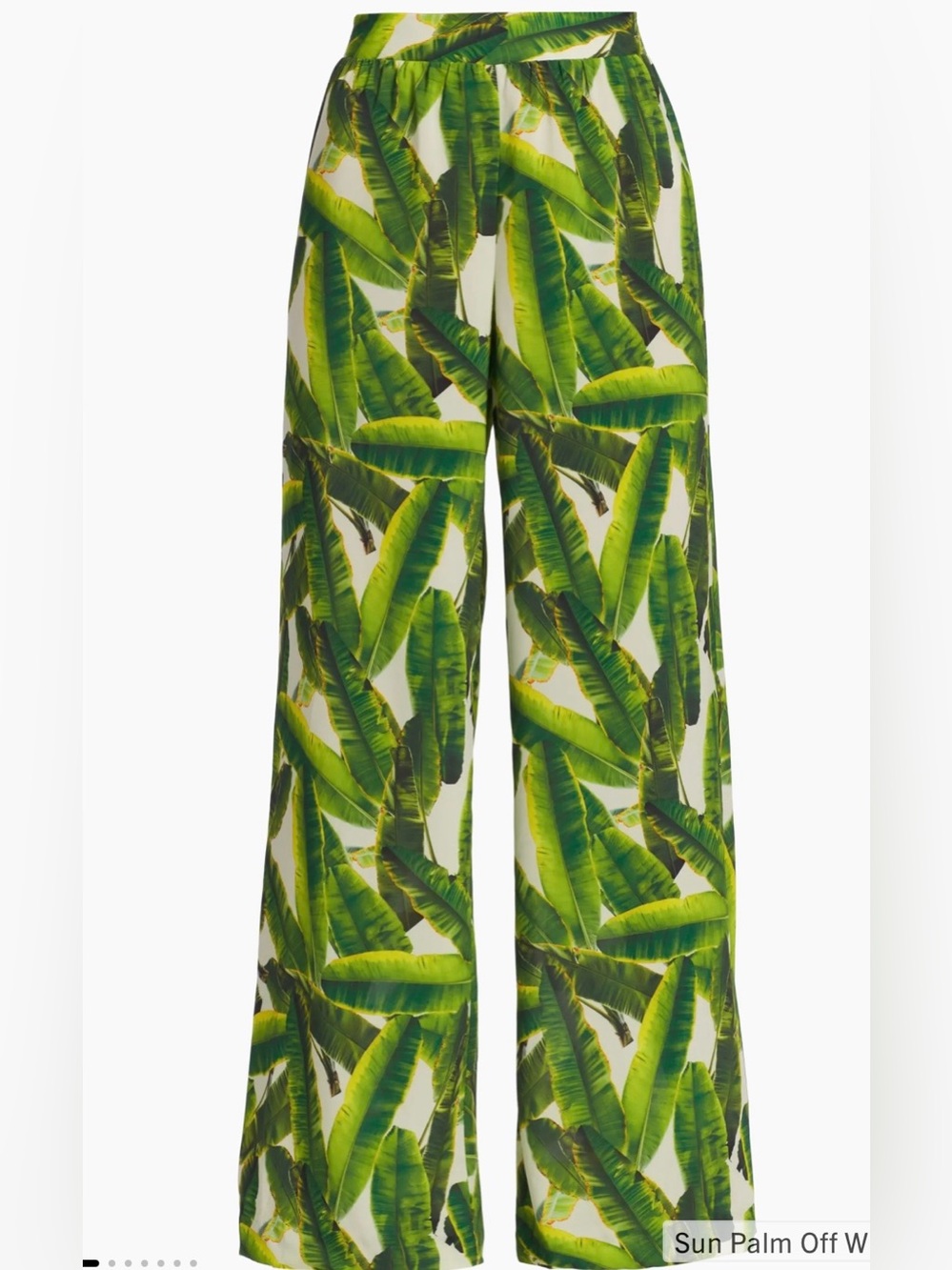 ALICE + OLIVIA Russell Pants Wide Leg Women Large Tropical Green Palm Pull On